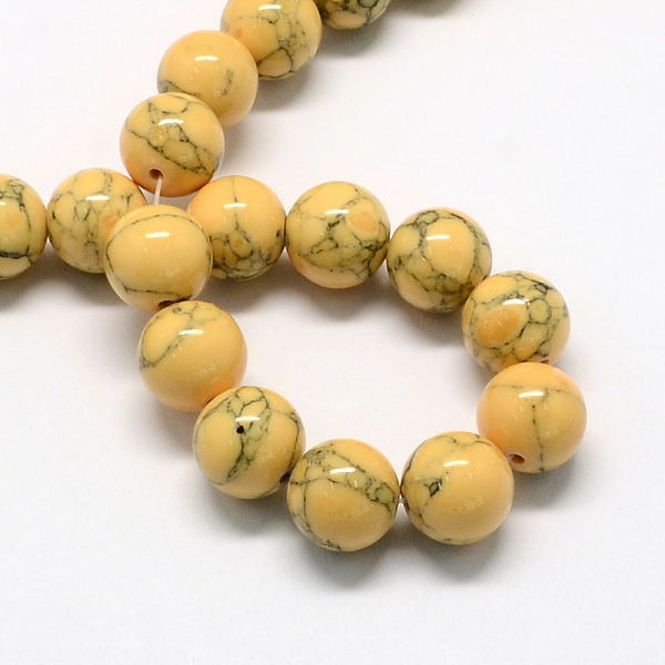 

PandaHall Dyed Synthetic Turquoise Gemstone Bead Strands, Round, Gold, 8mm, Hole: 1mm, about 50pcs/strand, 15.7 inch Synthetic Turquoise...
