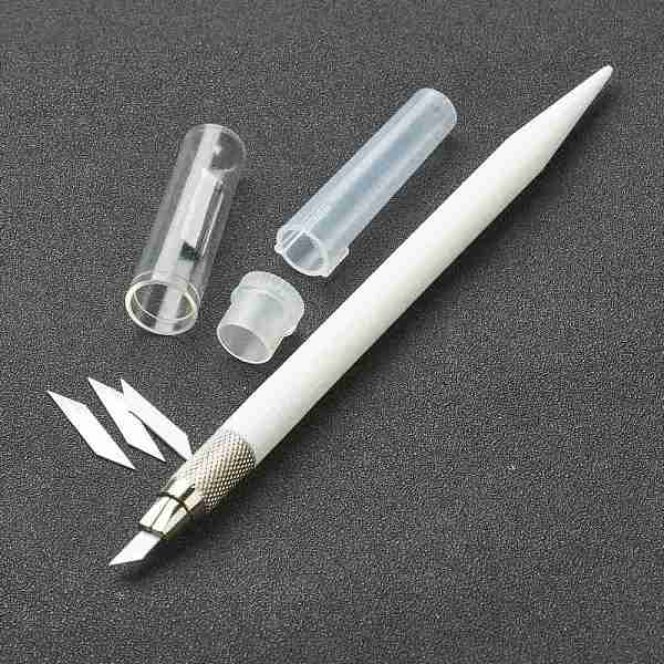 PandaHall Plastic & Metal Carving Tools, Metal Sculpting Knife, for Wood Carving/DIY Scrapbook/Crafts Supplies, White, 16x1.15cm Plastic...