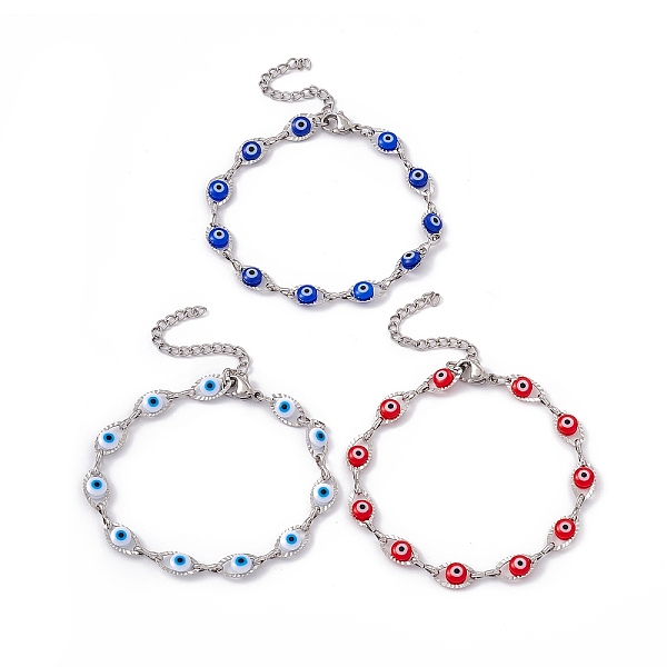 

PandaHall 304 Stainless Steel Horse Eye Link Chain Bracelet with Resin Evil Eye Beaded for Women, Mixed Color, 6-7/8 inch(17.5cm) Resin..., Multicolor