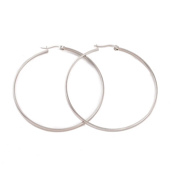 

PandaHall 201 Stainless Steel Big Hoop Earrings with 304 Stainless Steel Pins for Women, Stainless Steel Color, 3x60mm 201 Stainless Steel...
