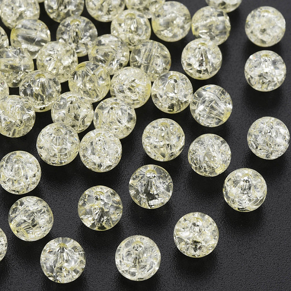 

PandaHall Transparent Crackle Acrylic Beads, Round, Yellow, 8x7mm, Hole: 1.8~2mm, about 1745pcs/500g Acrylic Round Yellow