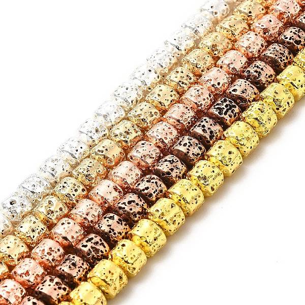 

PandaHall Electroplated Natural Lava Rock Beads Strands, Rondelle, Mixed Color, 6x7mm, Hole: 1mm, about 67~68pcs/strand, 15.35~15.63 inch...