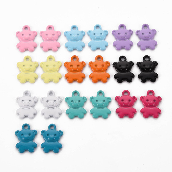

PandaHall Spray Painted Alloy Charms, Cadmium Free & Lead Free, Bear, Mixed Color, 14x10x2mm, Hole: 1.6mm Alloy Bear Multicolor