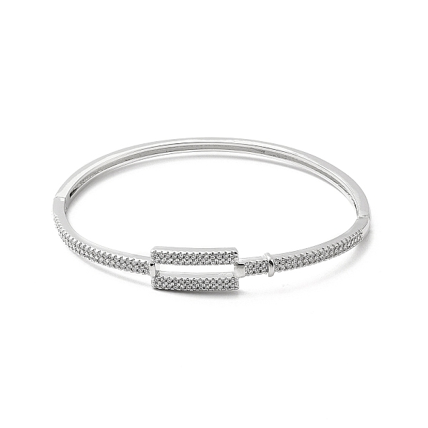 

PandaHall Clear Cubic Zirconia Hollow Out Rectangle Hinged Bangle, Brass Jewelry for Women, Platinum, Inner Diameter: 2x2-1/4 inch(5x5.85cm)...