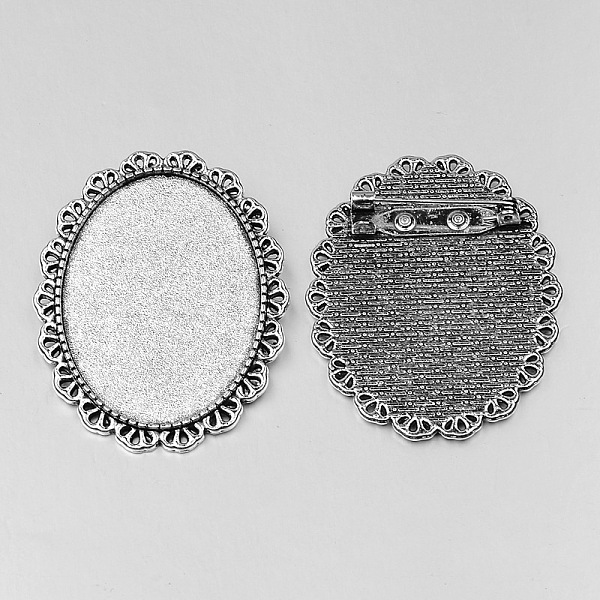 

PandaHall Vintage Tibetan Style Alloy Brooch Cabochon Bezel Settings, Cadmium Free & Lead Free, with Iron Pin Back Bar Findings, Antique...