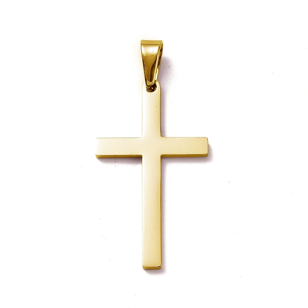

PandaHall 304 Stainless Steel Pendants, Cross, Golden, 39~42x22~23x1.5mm, Hole: 10x4.5mm 304 Stainless Steel Cross