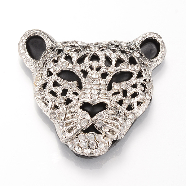 

PandaHall Alloy Rhinestone Pendants, Leopard, Platinum, Crystal, 47x49x13mm, Hole: 2.5mm Alloy+Rhinestone Leopard Clear