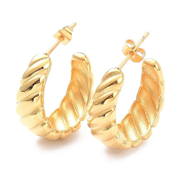 

PandaHall Ion Plating(IP) 304 Stainless Steel Stud Earrings, with Ear Nuts, Ring, Golden, 23.5x9mm, Pin: 1mm 304 Stainless Steel Ring