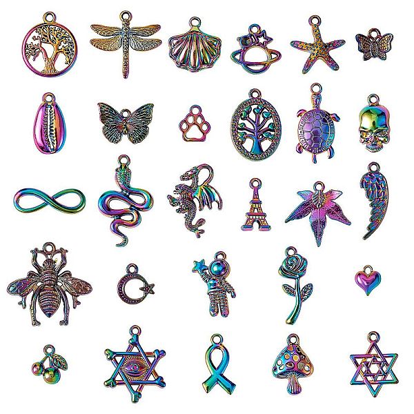 

PandaHall 28Pcs 28 Style Alloy Pendants, Cadmium Free & Nickel Free & Lead Free, Mixed Shape, Rainbow Color, 11~31x8~31x1~5mm, hole: 1.2~3mm...