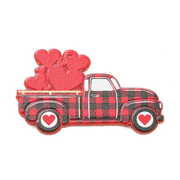 

PandaHall Valentine's Day Printed Acrylic Pendants, Cerise, Car, 28.5x48x2.5mm, Hole: 1.5mm Acrylic Car Red