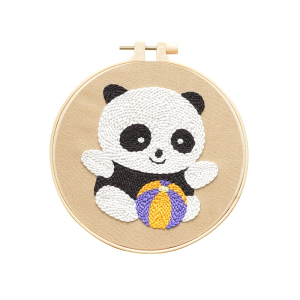 

PandaHall Animal Theme DIY Display Decoration Punch Embroidery Beginner Kit, Including Punch Pen, Needles & Yarn, Cotton Fabric, Threader..., White