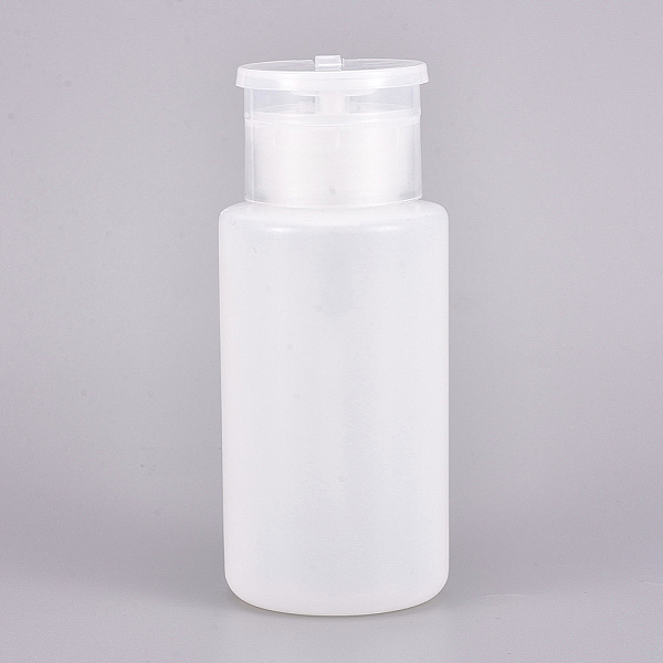 PandaHall Empty Plastic Press Pump Bottle, Nail Polish Remover Clean Liquid Water Storage Bottle, with Flip Top Cap, White, 12.5cm, Capacity...