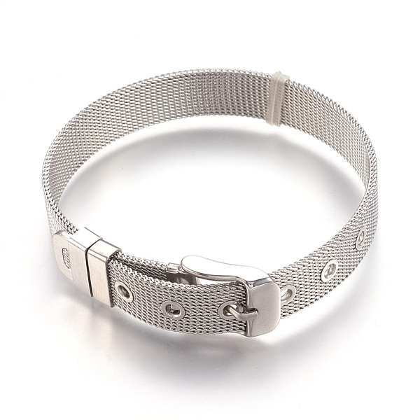

PandaHall 304 Stainless Steel Watch Bands, Watch Belt Fit Slide Charms, Original Color, 8-1/2 inch(21.5cm), 10mm Stainless Steel