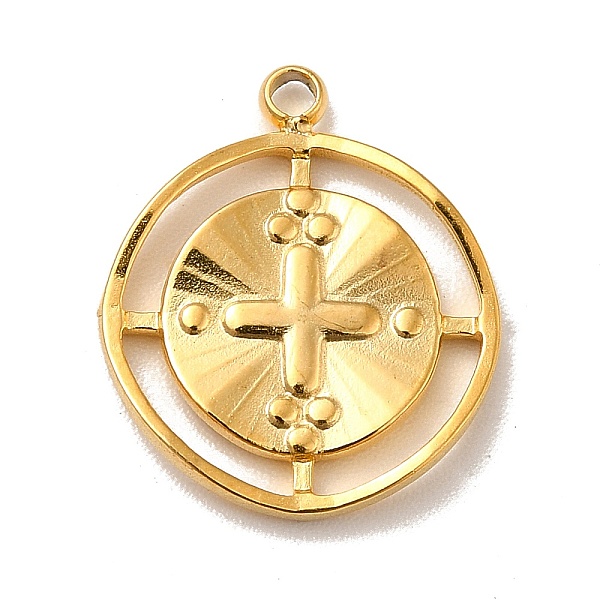 

PandaHall Ion Plating(IP) 304 Stainless Steel Pendants, Flat Round with Cross, Real 18K Gold Plated, 16x14x2mm, Hole: 1.5mm 304 Stainless...