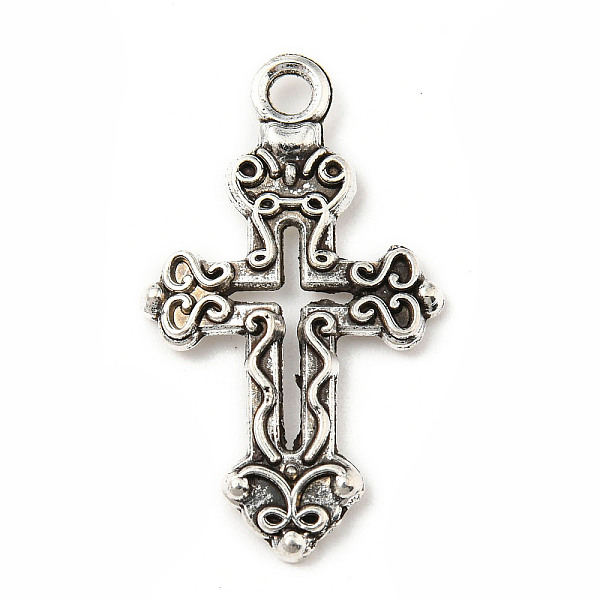 PandaHall Tibetan Style Alloy Pendants, Cross, Antique Silver, 26x15x2mm, Hole: 2mm, 515pcs/500g Alloy Cross