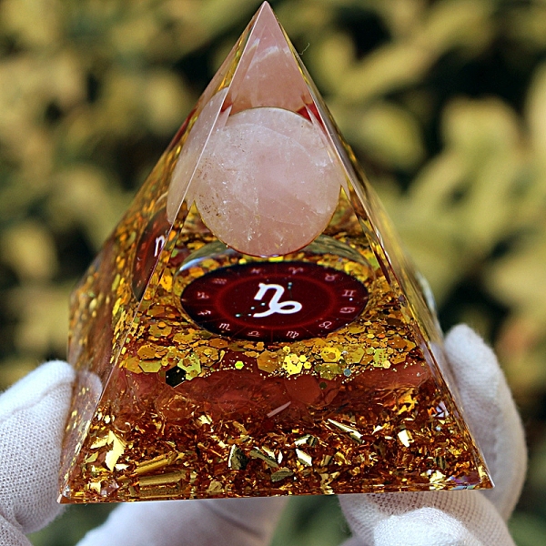 

PandaHall Orgonite Pyramid Resin Energy Generators, Reiki Natural Rose Quartz Chips Inside for Home Office Desk Decoration, Capricorn...