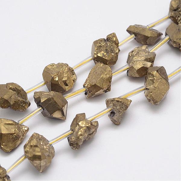 

PandaHall Electroplated Natural Amethyst Bead Strands, Nuggets, Golden Plated, 8~16x7~14x6~14mm, Hole: 2mm, about 20pcs/strand, 15.7 inch...