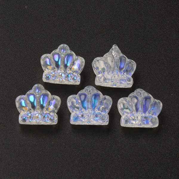 

PandaHall Electroplate Transparent Glass Beads, AB Color Half Plated, Crown, Clear AB, 12x14x8.5mm, Hole: 1mm Glass Crown White