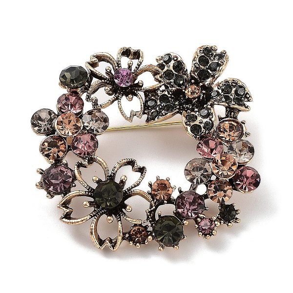 

PandaHall Alloy Pave Rhinestone Brooch, Flower Garland, Colorful, 50.5x50x14mm Alloy+Rhinestone Flower Multicolor