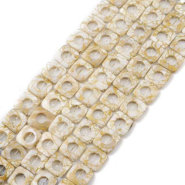 

PandaHall Drawbench Style Natural Freshwater Shell Beads Strands, Square, Cornsilk, 20~20.5x19.5~20.5x4~4.5mm, Hole: 0.8mm, about..., Gold