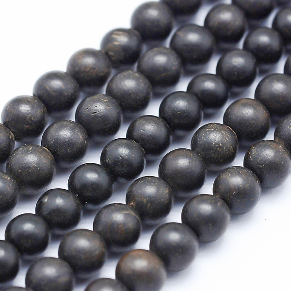 

PandaHall Natural Ebony Wood Beads Strands, Round, Dyed, 8mm, Hole: 1mm, about 50pcs/strand, 15.7 inch(40cm) Ebony Round Black