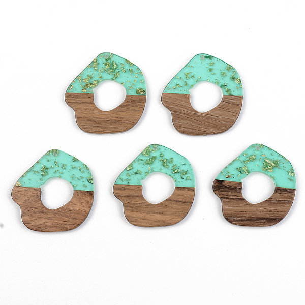 

PandaHall Transparent Resin & Walnut Wood Pendants, with Gold Foil, Pale Turquoise, 38x38x3mm, Hole: 2mm Resin+Wood Others Cyan