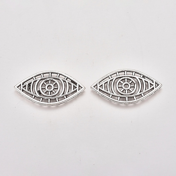 

PandaHall Tibetan Style Alloy Hollow Cabochons, Eye, Antique Silver, 17.5x32x1.5mm Alloy Eye