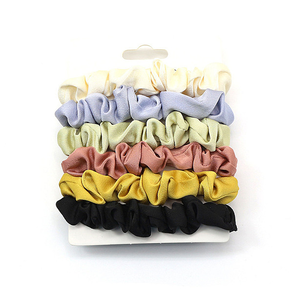 

PandaHall Cloth Elastic Hair Accessories, for Girls or Women, Scrunchie/Scrunchy Hair Ties, Mixed Color, 120mm, 6pcs/set Cloth Multicolor