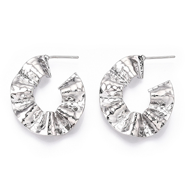 

PandaHall Brass Earring, Ribbon, Real Platinum Plated, 29x8mm Brass Ring