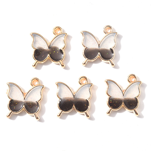 

PandaHall Light Gold Plated Alloy Enamel Pendants, with Glitter Sequin, Butterfly, Dark Gray, 15.5x14x1.5mm, Hole: 1.6mm Alloy+Enamel...