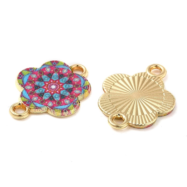 

PandaHall Printed Alloy Enamel Connector Charms, Flower Links, Light Gold, Deep Pink, 14x18x1.5mm, Hole: 1.5mm Alloy+Enamel Flower