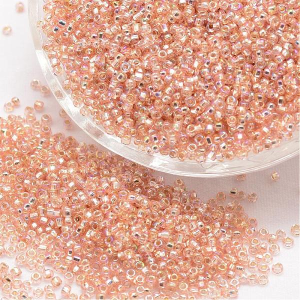 

PandaHall 8/0 Round Glass Seed Beads, Grade A, Silver Lined Square Hole, Transparent Colours Rainbow, PeachPuff, 2.8~3.2mm, Hole: 1.0mm..., Brown