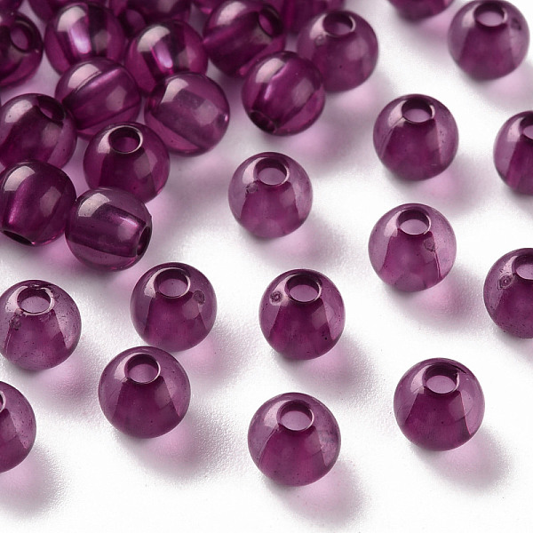 

PandaHall Transparent Acrylic Beads, Round, Purple, 6x5mm, Hole: 1.8mm, about 4400pcs/500g Acrylic Round Purple