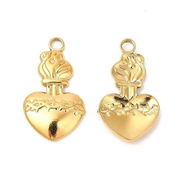 

PandaHall Ion Plating(IP) 304 Stainless Steel Pendants, Heart Charms, Real 18K Gold Plated, 27x15.5x3mm, Hole: 3mm 304 Stainless Steel Heart