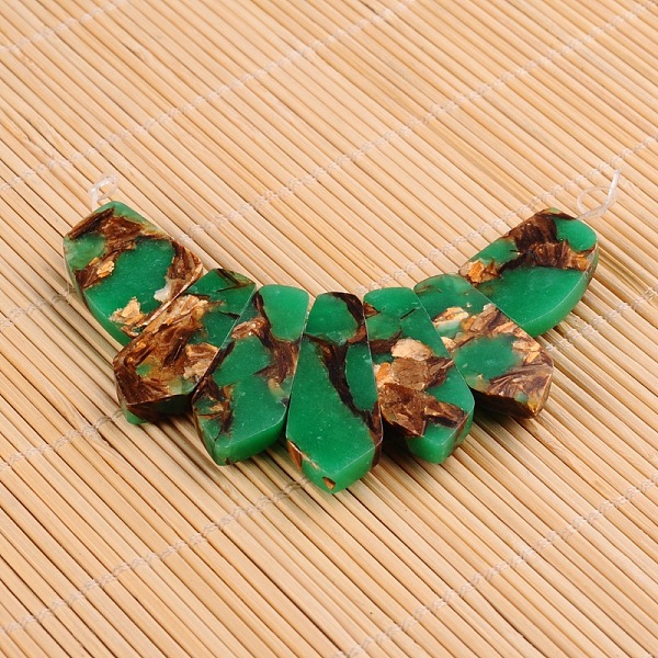 

PandaHall Assembled Dyed Synthetic Imperial Jasper and Bronzite Pendants, Graduated Fan, Faceted, Green, 20~45x15~26x6~7mm, Hole: 2mm...