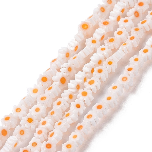 

PandaHall Handmade Millefiori Glass Bead Strands, Flower, Orange, 3.7~5.6x2.6mm, Hole: 1mm, about 88~110pcs/Strand, 15.75''(40cm) Millefiori...