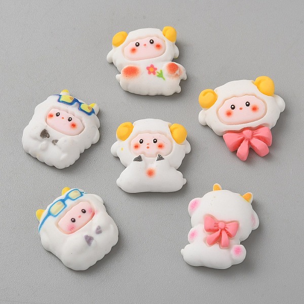 

PandaHall Opaque Resin Decoden Cabochons, DIY Accessories, Sheep Mixed Shapes, WhiteSmoke, 19~22x18~22.5x7~8.5mm Resin Sheep White