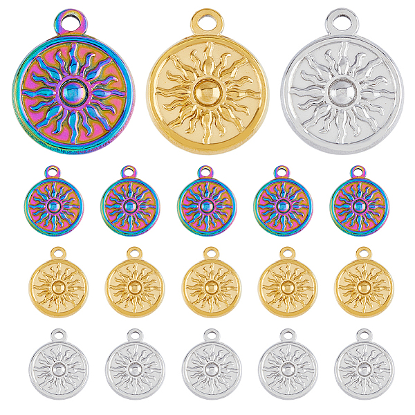 

PandaHall DICOSMETIC 18Pcs 3 Colors Flat Round Sun Charms Enamel Sunburst Charms Flatback Sun Charms Golden/Rainbow/Stainless Steel Pendants...