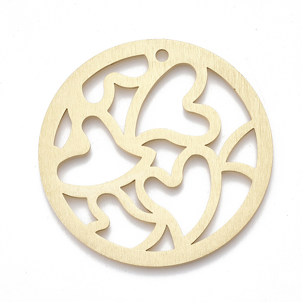 

PandaHall Aluminium Big Pendants, Laser Cut Big Pendants, Flat Round with Heart, Golden, 50x1mm, Hole: 2.5mm Aluminum Flat Round