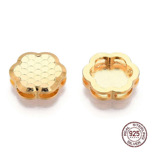 

PandaHall 925 Sterling Silver Charms, Flower Charms, Nickel Free, Real 18K Gold Plated, 11x10.5x3mm, Hole: 1mm Sterling Silver Flower