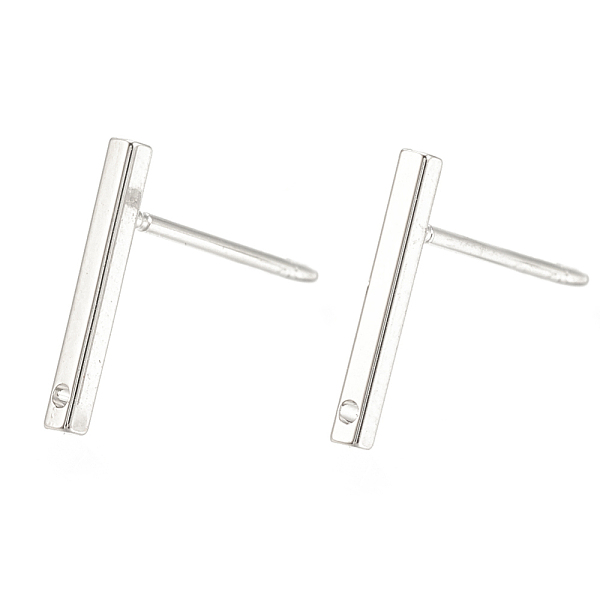 

PandaHall Brass Stud Earring Findings, with Loop, Rectangle, Nickel Free, Real Platinum Plated, 12.5x1.5mm, Hole: 0.8mm, pin: 0.7mm Brass...