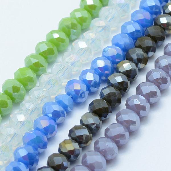 

PandaHall Electroplate Glass Bead Strands, AB Color Plated, Faceted, Rondelle, Mixed Color, 4x3mm, Hole: 0.8mm, about 130pcs/strand, 15.5..., Multicolor