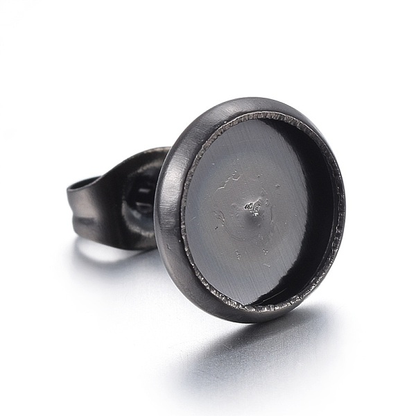 

PandaHall Stainless Steel Stud Earring Settings, Flat Round, Electrophoresis Black, Tray: 8mm, 10mm, Pin: 0.7mm Stainless Steel Flat Round