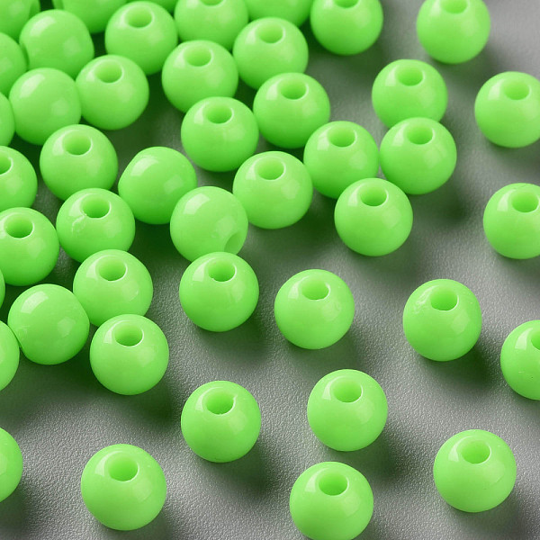 

PandaHall Opaque Acrylic Beads, Round, Lime, 6x5mm, Hole: 1.8mm, about 396pcs/45g Acrylic Round Green