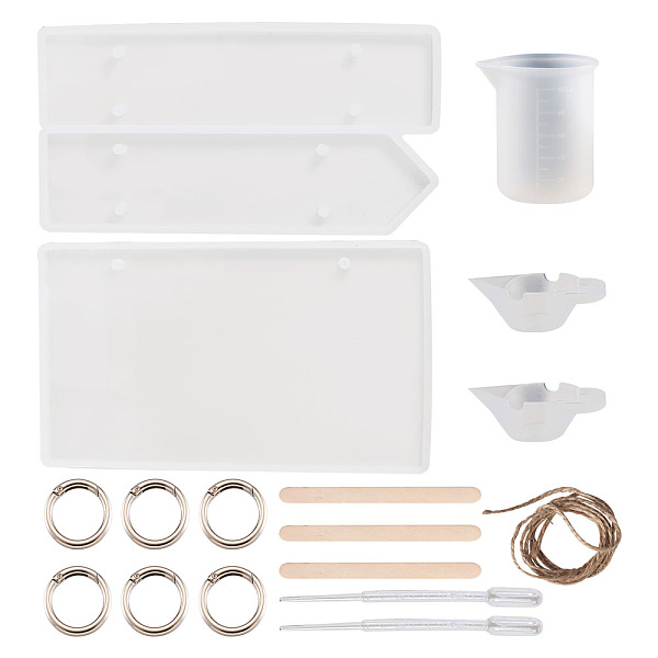 

PandaHall DIY Doorplate Silicone Mold Kits, with Measuring Cup & Stirring Bowl, Zinc Alloy Spring Gate Rings, Wooden Sticks, Disposable..., Multicolor