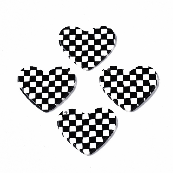 

PandaHall Opaque Cellulose Acetate(Resin) Pendants, Heart with Grid Pattern, Black, 23.5x27.5x2.5mm, Hole: 1.4mm Cellulose Acetate Heart...