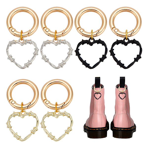 

PandaHall 6 Pcs Heart Shoe Charms, 3 Colors Hollow Heart Shoe Decoration Pendant Heart Shape Shoe Charm with Spring Ring for Birthday Gift...