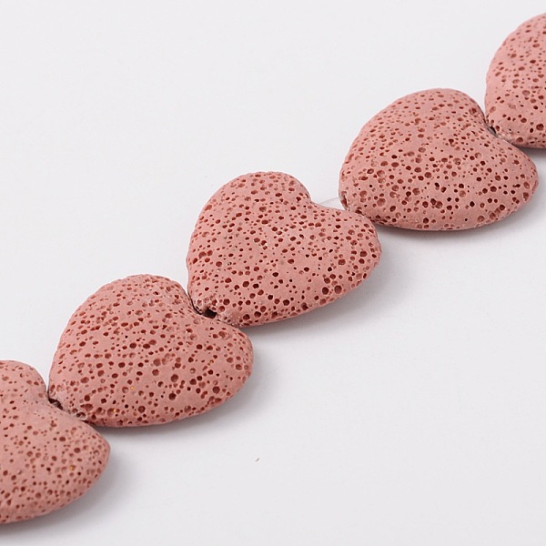 

PandaHall Synthetic Lava Rock Bead Strands, Heart, Dyed, Pink, 27~30x28~30x8~10mm, Hole: 1mm, about 15pcs/strand, 15.3 inch Lava Rock Heart...