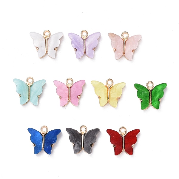 

PandaHall Alloy Acrylic Pendants, Butterfly, Light Gold, Mixed Color, 14x16.5x3mm, Hole: 1.6mm Alloy+Acrylic Butterfly Multicolor