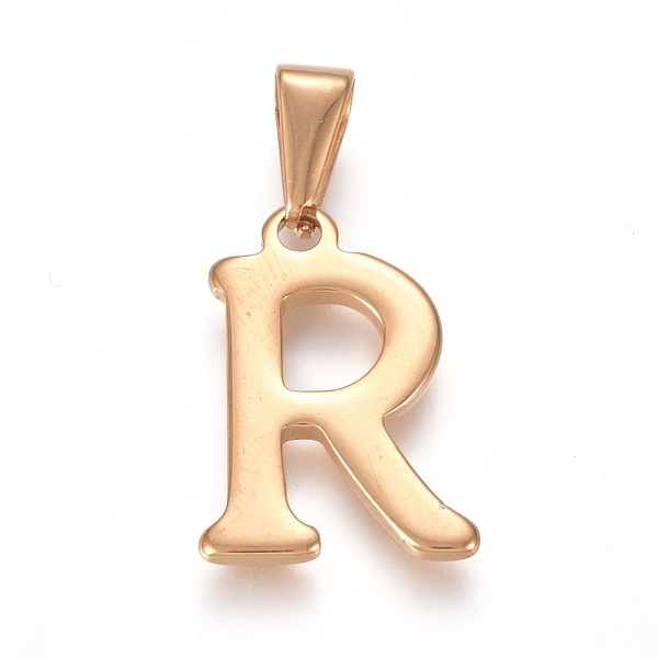 

PandaHall 304 Stainless Steel Pendants, Golden, Initial Letter.R, 20x14x1.8mm, Hole: 3x7mm 304 Stainless Steel Letter R